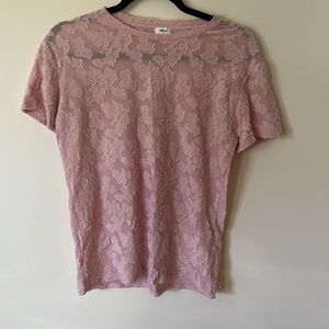 Aritzia Pink Sheer Tee